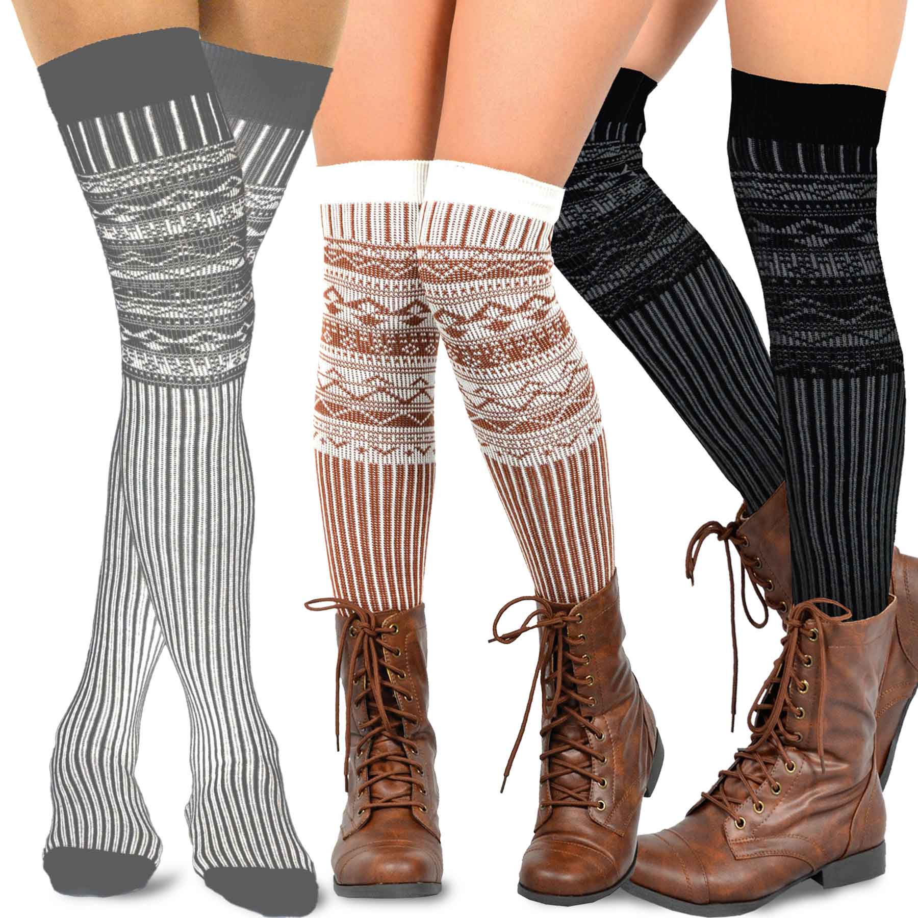 Patterned thigh high socks hotsell