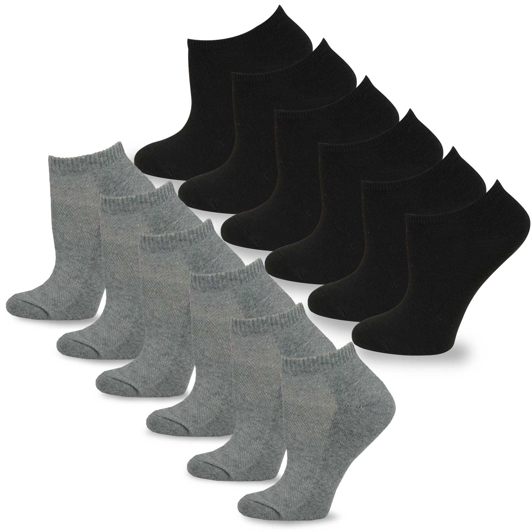 TeeHee Socks Women's Toe Topper Nylon No Show Pale Beige, Black 5-Pack