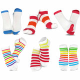 TeeHee Socks Women's Casual Polyester No Show Stripes/Plain 6-Pack (3109)