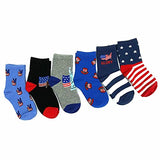 TeeHee Little Boys Fashion Fun Cotton Crew Socks 6 Pair Pack (K2038AMR)