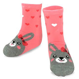 TeeHee Little Girls Cotton Crew Socks 6 Pair Pack (Animal Crew)(K2025)