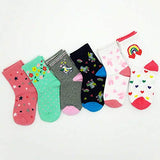 TeeHee Little Girls Cotton Crew Socks 6 Pair Pack (Floral Roller Blades)(K2027)
