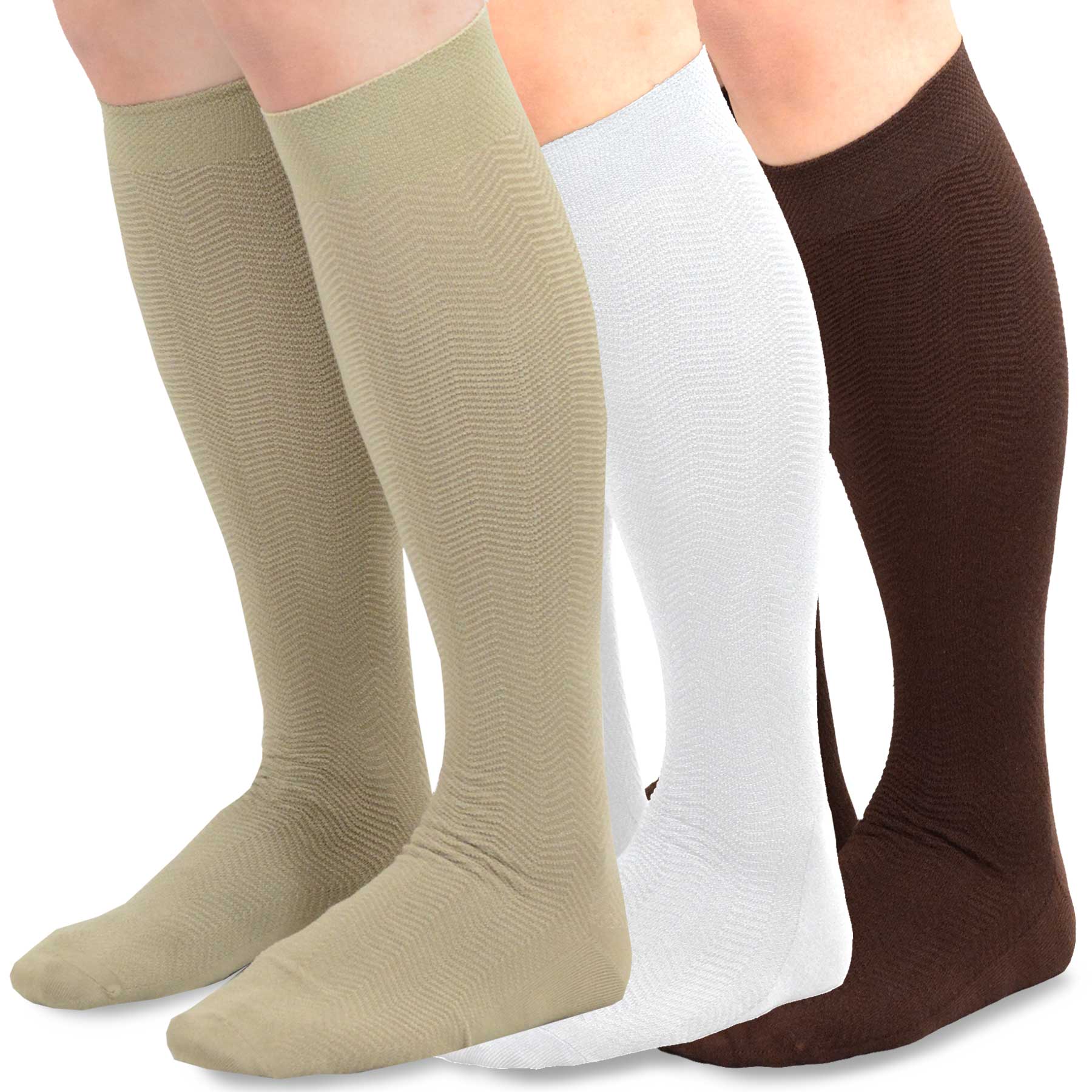 TeeHee Socks Women's Toe Topper Nylon No Show Beige 5-Pack (11785)