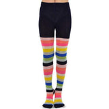 Kids Girls Fashion Cotton Tights 3 Pair Pack (Thick Stripe) - TeeHee Socks