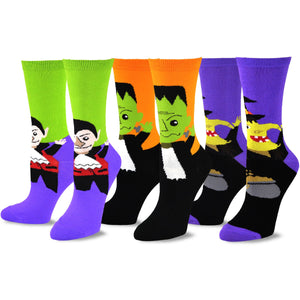 TeeHee Socks Women's Halloween Polyester Crew Assorted 3-Pack (10538)