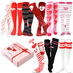 TeeHee Socks Women's Valentine Knee High Assorted 9-Pack Gift Box (12143)