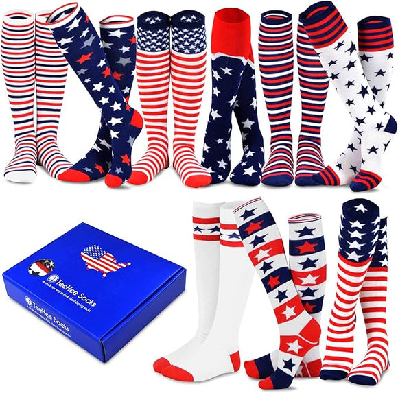 TeeHee Socks Women's Americana Knee High - 9-Pack Gift Box (12144)