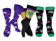 TeeHee Men's Crazy Fun Novelty Casual Crew Socks, 3 Pair (Monster Eyeball brain hand) N2124