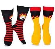 TeeHee Men's Crazy Fun Novelty Casual Crew Socks, 2 Pair (Skull on Fire) N2127