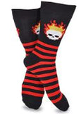 TeeHee Men's Crazy Fun Novelty Casual Crew Socks, 2 Pair (Skull on Fire) N2127