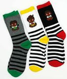 TeeHee Crazy Fun Novelty Casual Crew Socks for Women and Junior 3-Pair (Little Girls on Stripes) N2132