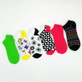 TeeHee Women's Colorful Fun Novelty Low Cut Ankle Socks - 12 Pair Pack (Butterfly Flower-Neon) (31067)