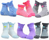 TeeHee Socks Kid's Casual Cotton Short Crew Polka Dots & Stripes Ruffle 12-Pack Gift Box (70037A)