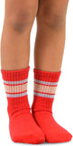 TeeHee Socks Kid's Casual Cotton Short Crew Sport Rib Stripes 6-Pack (70155)