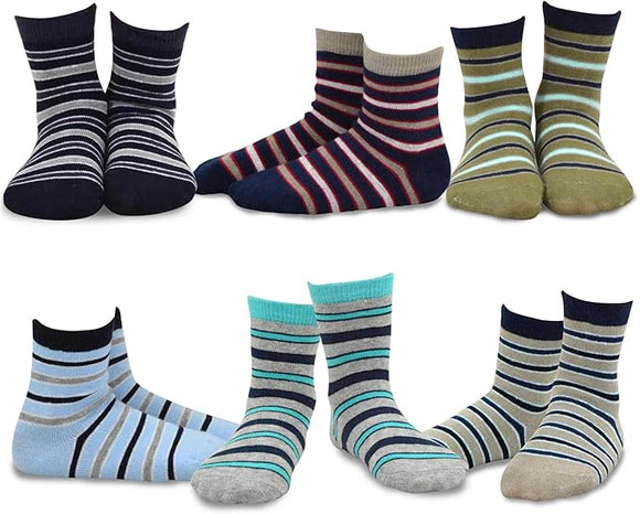 TeeHee Socks Little Boy's Casual Cotton Short Crew Stripe 6-Pack (70877)