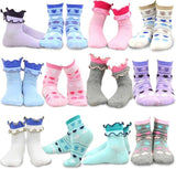 TeeHee Socks Little Girls Casual Cotton Short Crew Ruffle & Flower Heart 12-Pack Gift Box (70881-12)