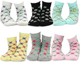 TeeHee Socks Little Girl's Casual Cotton Short Crew Floral Trellis Stripe 6-Pack (70922)