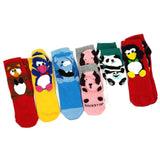 TeeHee Kids Boys Basic Cotton Crew Socks 6 Pair Pack (3-5Y, 3D Animals) K2107