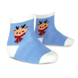 TeeHee Christmas Holiday Novelty Little Kids Crew Socks 3-Pair Reindeer Stripes Snowflake (K2114)