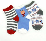 TeeHee Christmas Holiday Novelty Little Kids Crew Socks 3-Pair Reindeer Stripes Snowflake (K2114)