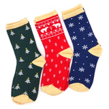 TeeHee Christmas Holiday Novelty Little Kids Crew Socks 3-Pair Tree-Bear-Snowflake (K2201)