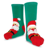 TeeHee Christmas Holiday Novelty Little Kids Crew Socks 3-Pair Santa-Deer-Snowflake (K2202)