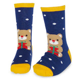 TeeHee Christmas Holiday Novelty Little Kids Crew Socks 4-Pair Teddy Bear-Candy Cane-Reindeer (K2203)