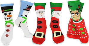 TeeHee Christmas Holiday Fun Crew Socks for Women 3 Pairs Santa Deer Snowman 9-11 (2030)