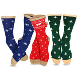 TeeHee Christmas and Holiday Fun Novelty Crew Socks for Women 3-Pairs (9-11, Tree-Bear-Snowflake) (2201)