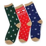 TeeHee Christmas and Holiday Fun Novelty Crew Socks for Women 3-Pairs (9-11, Tree-Bear-Snowflake) (2201)