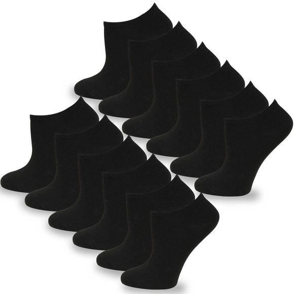 TeeHee Socks Women's Causal Polyester No Show Black 12-Pack (10051)