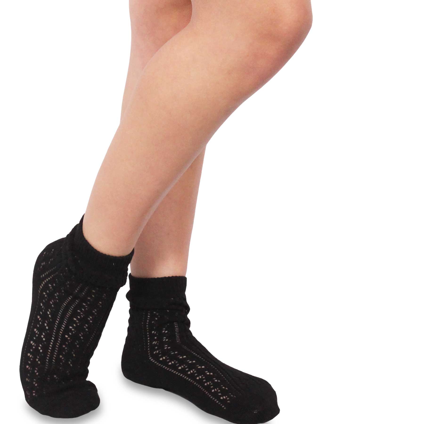TeeHee Socks Women's Toe Topper Nylon No Show Pale Beige, Black 5-Pack  (11785)