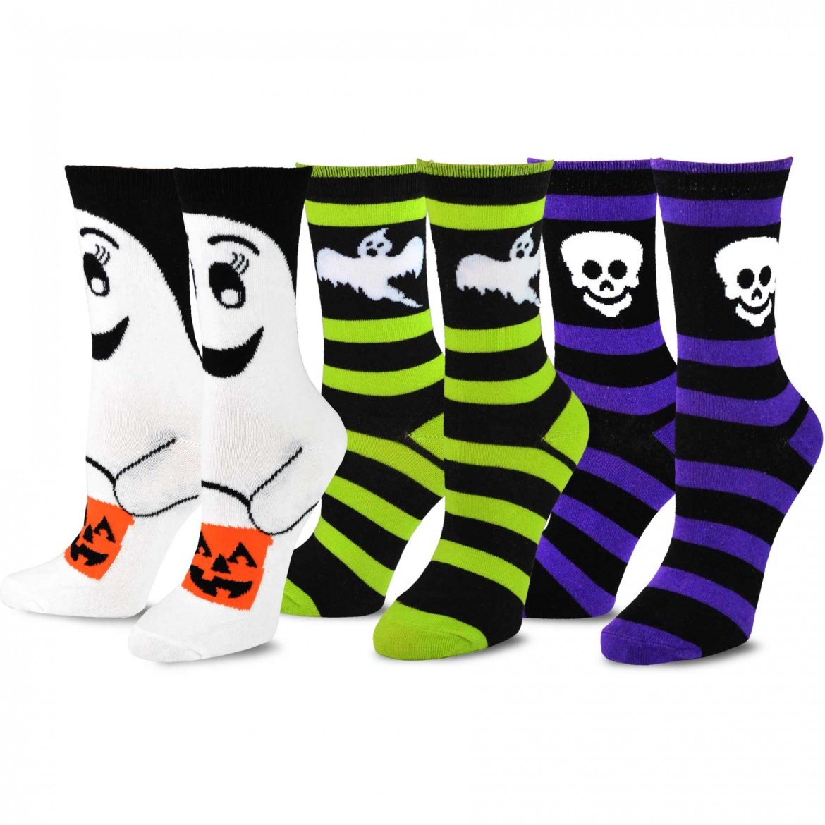TeeHee Novelty Happy Halloween Fun Crew Socks for Women 3-Pack