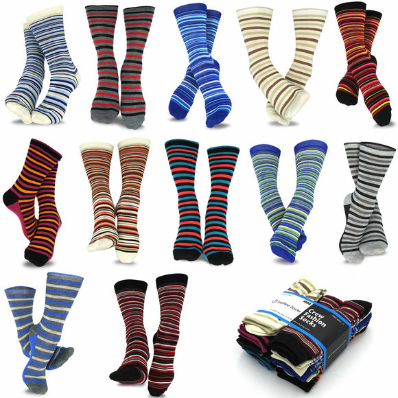 TeeHee Socks Women's Casual Polyester Crew Thin Ministripes 12-Pack (1118898)