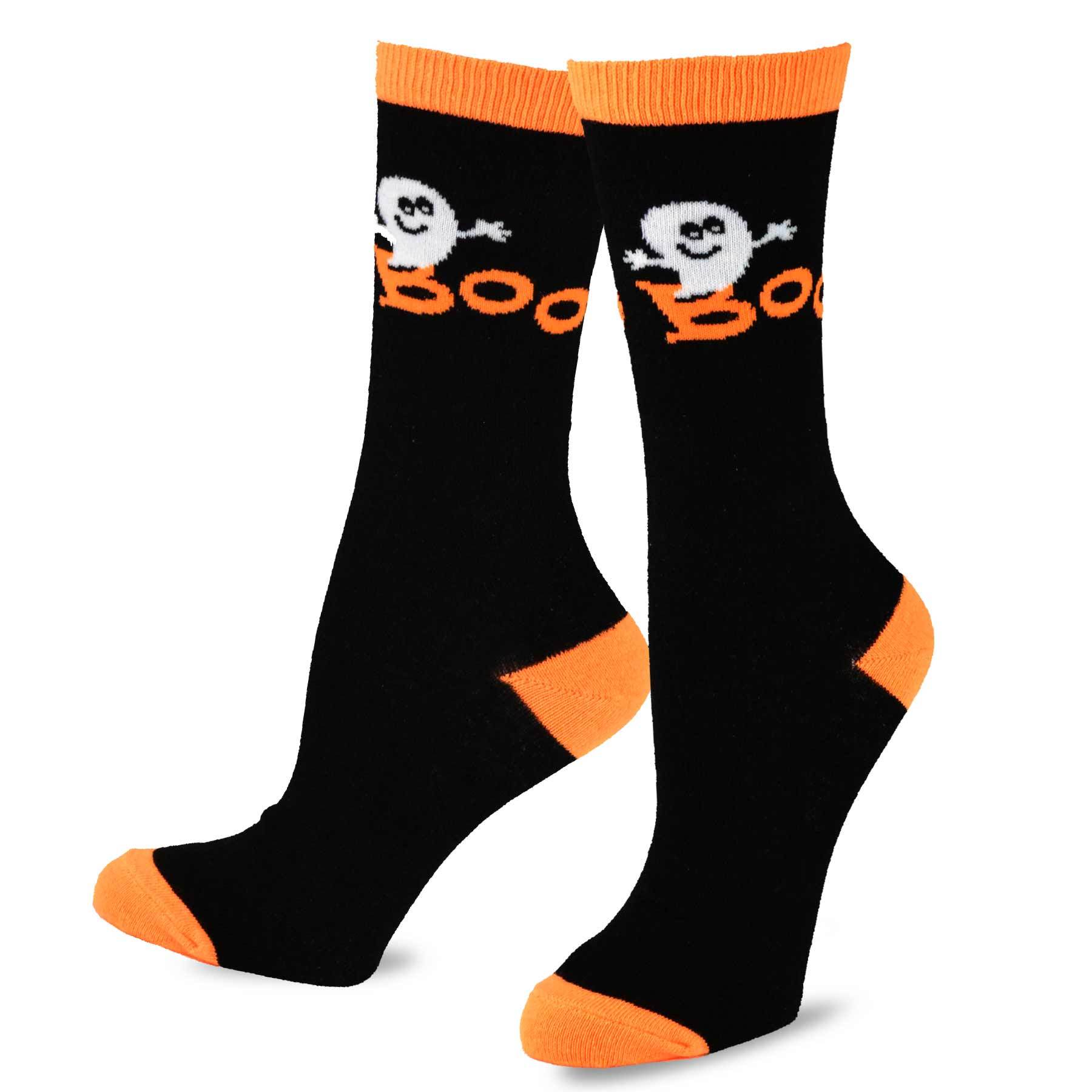 TeeHee Novelty Happy Halloween Fun Crew Socks for Women 3-Pack (Trick or  Treat and Witch Cat)