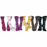TeeHee Socks Women's Casual Polyester Crew Faire Isle Stripe Roll Top 6-Pack (11633)