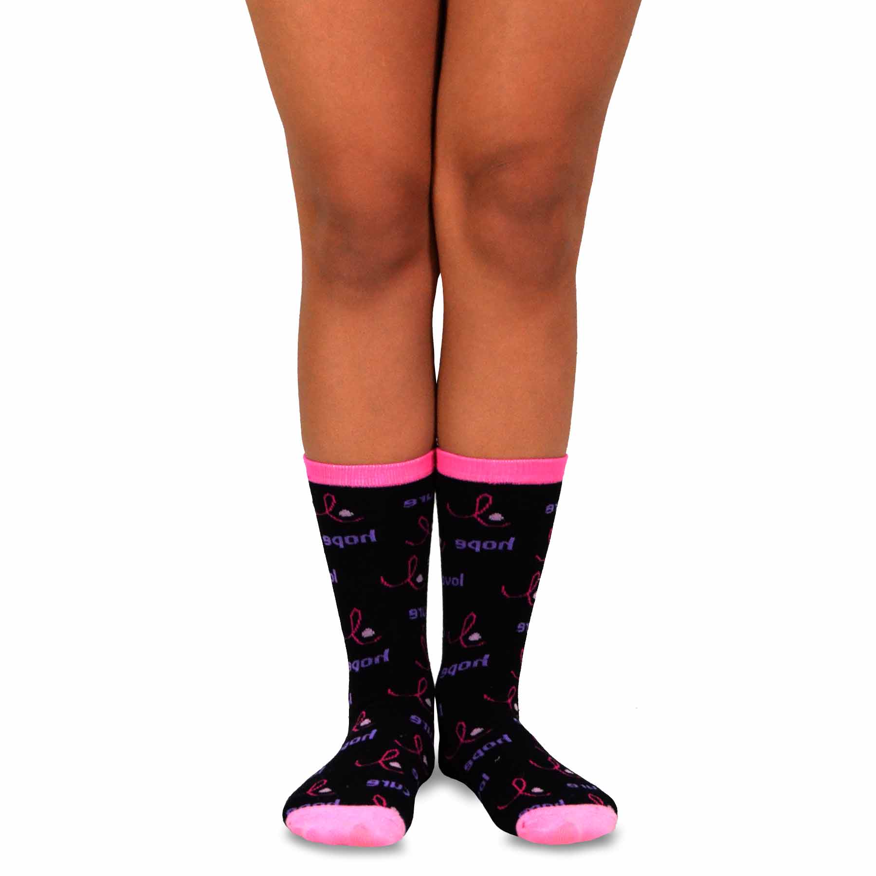 TeeHee Socks Women's Pink Ribbon Cotton Crew 5-Pack (11873)