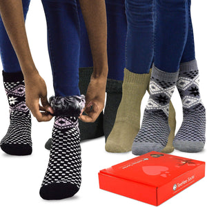 Women's Brown-Snow Flake 4-pack - TeeHee Socks