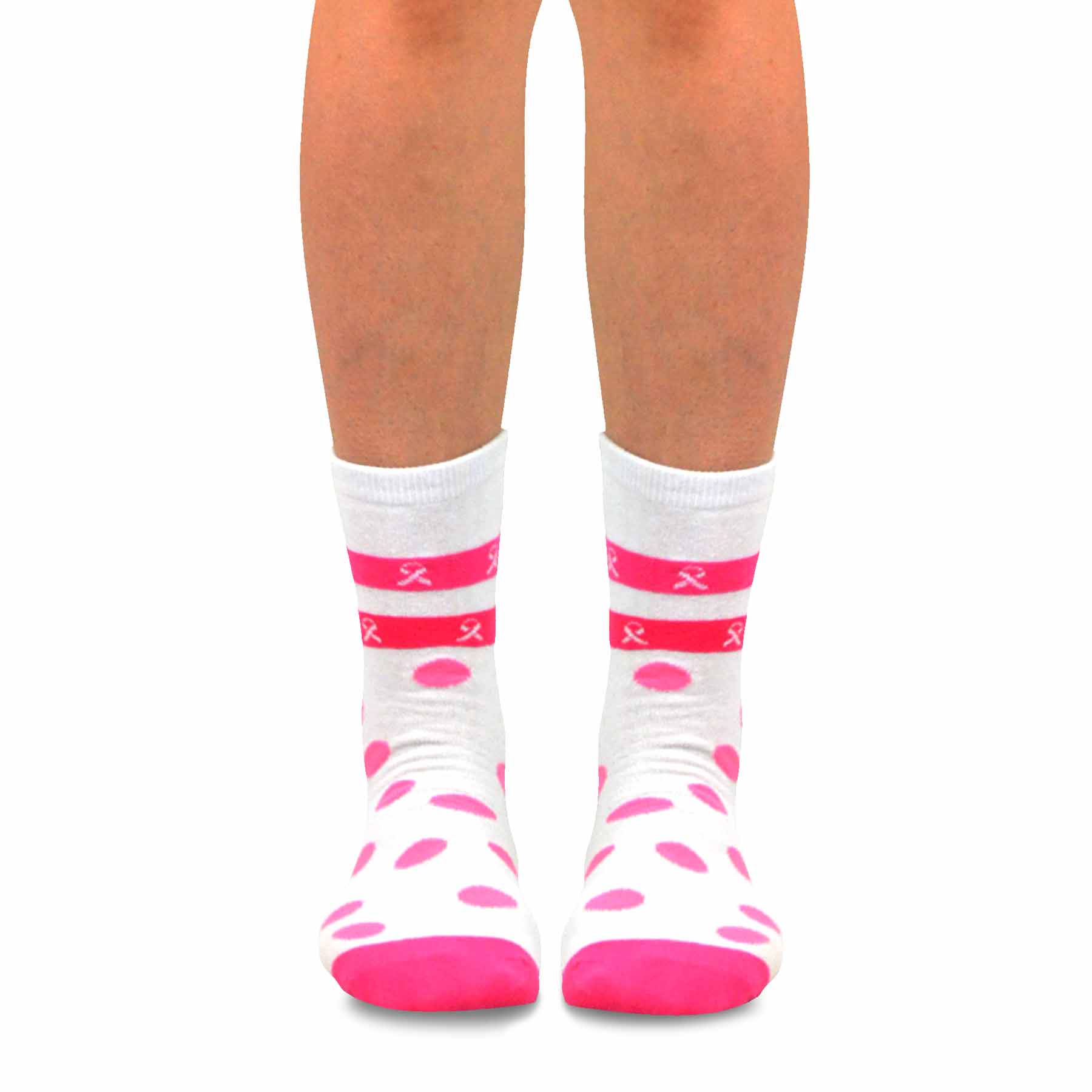 TeeHee Socks Women's Pink Ribbon Cotton Crew 5-Pack (11873)