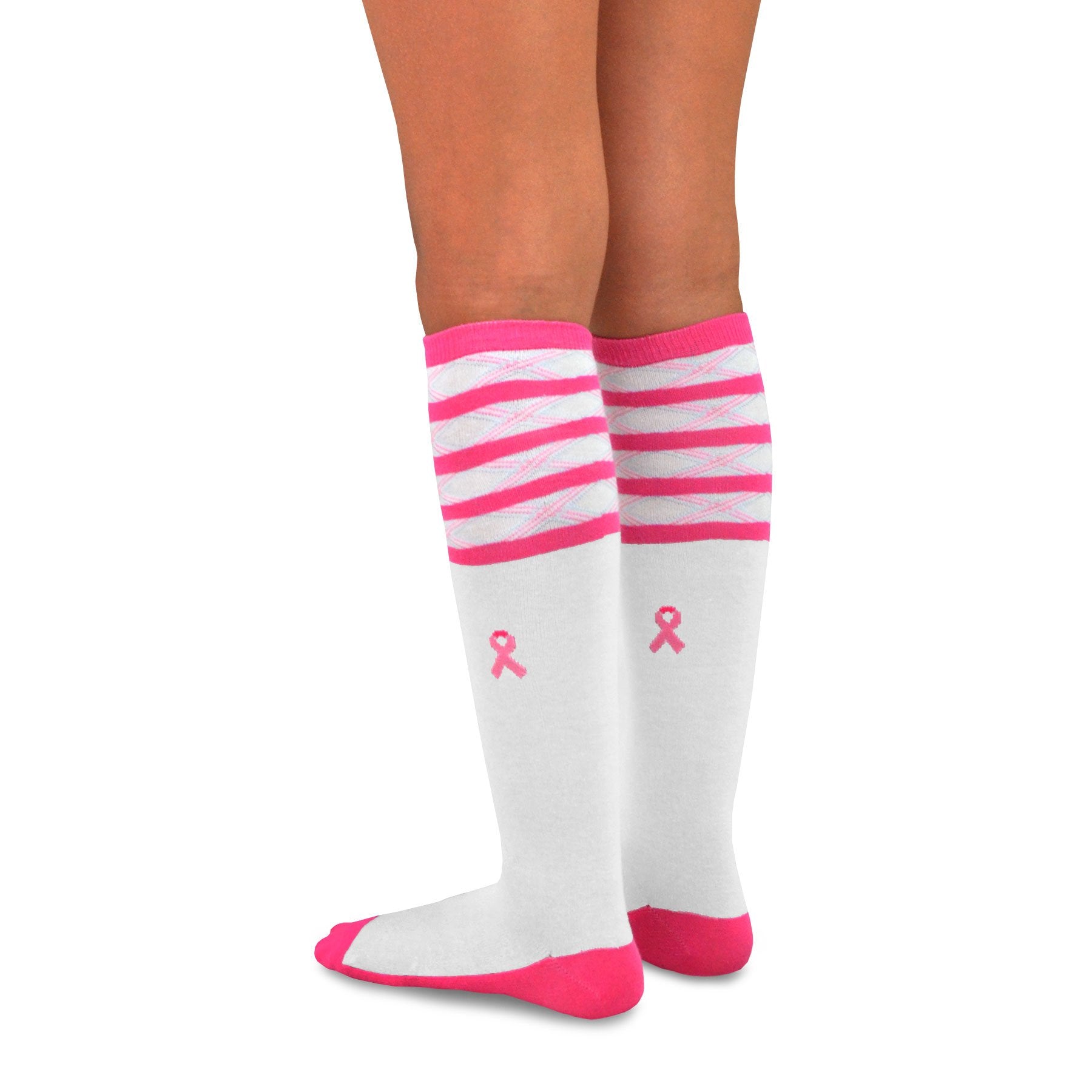 TeeHee Socks Women's Pink Ribbon Cotton Crew 5-Pack (11873)