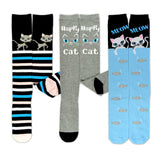 Women's Fun Novelty Knee High Socks 3-Pack (Happy Cat) - TeeHee Socks