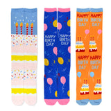 Women's Fun Novelty Knee High Socks 3-Pack (Birthday Candle) - TeeHee Socks