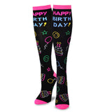 Women's Fun Novelty Knee High Socks 3-Pack (Birthday Cake) - TeeHee Socks