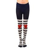 TeeHee Kids Girls Fashion Cotton Tights 3 Pair Pack (Stripe Heart) - TeeHee Socks