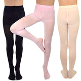 TeeHee Kids Girls Fashion Microfiber Tights 3 Pair Pack (Black/Pink/Peach)-BALLET - TeeHee Socks