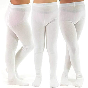TeeHee Kids Girls Fashion Cotton Tights 3 Pair Pack (WHITE) - TeeHee Socks