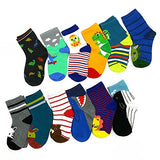 TeeHee Little Boys and Toddler Cotton Crew Socks 12 Pair Pack Gift Box (K203537C)