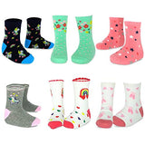 TeeHee Little Girls Cotton Crew Socks 6 Pair Pack (Floral Roller Blades)(K2027)