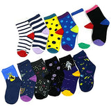 TeeHee Little Boys and Toddler Cotton Crew Socks 12 Pair Pack Gift Box (K203639C)