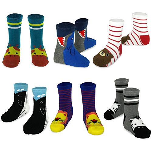 TeeHee Little Girls Cotton Basic Crew Socks 6 Pair Pack (K2037AML)
